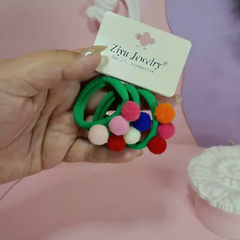 کش موحوله ای پوم دار رنگی بسته 3تایی